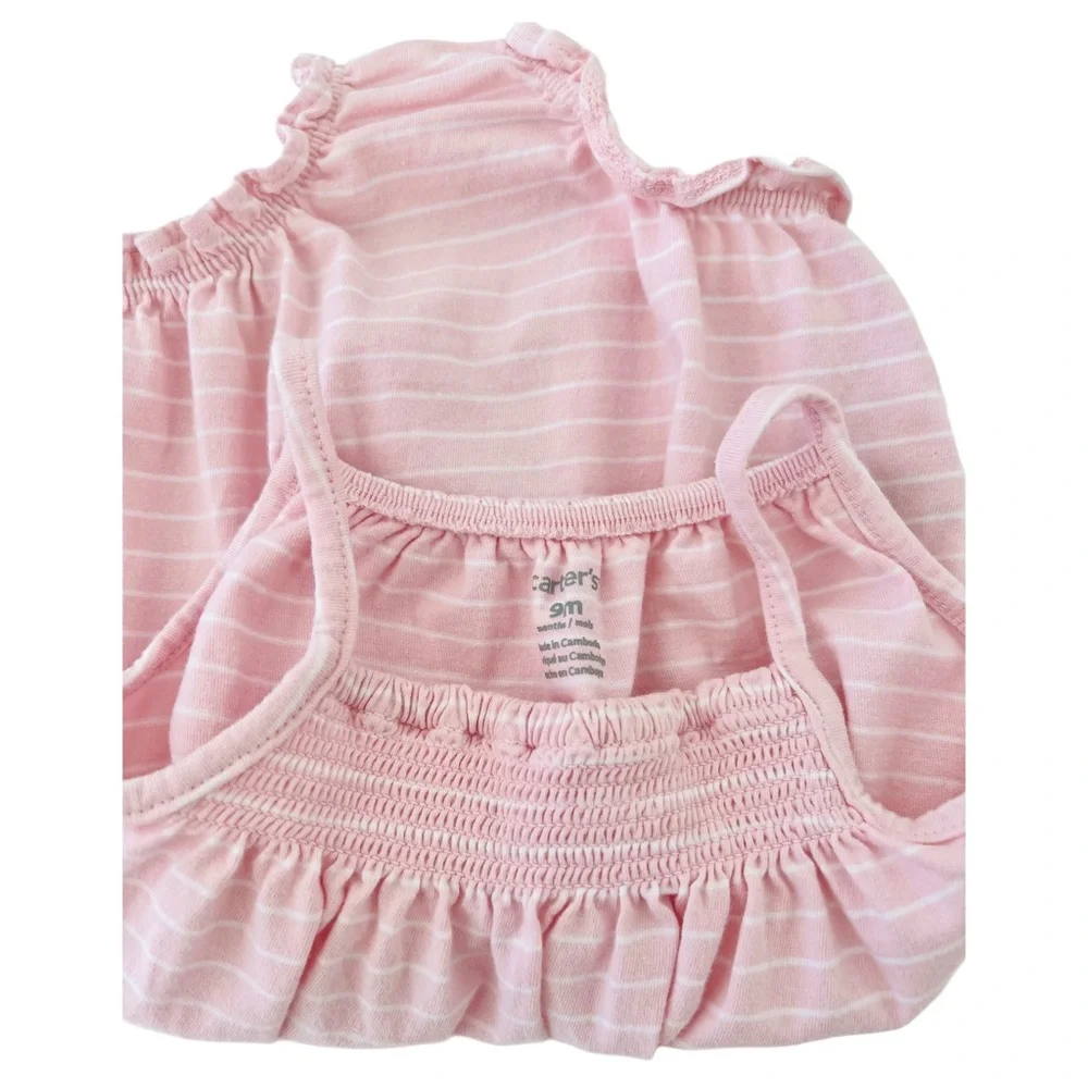Carter's Pink & White Jellyfish Print Dress & Romper Onesie SET | Baby Girl 9MTH